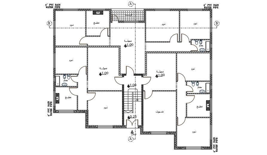 25x18 Meter Apartment Double line Plan Download File
