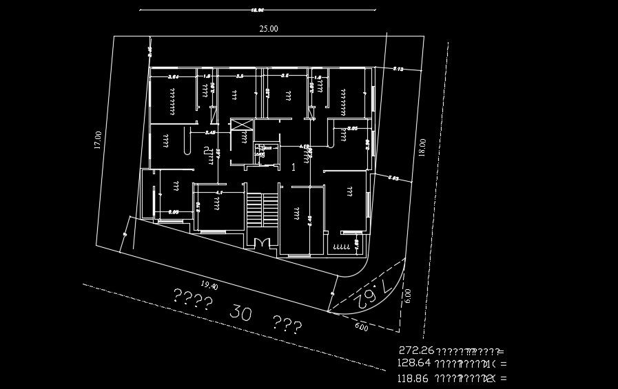 25x18m site layout is given in this AutoCAD drawing model