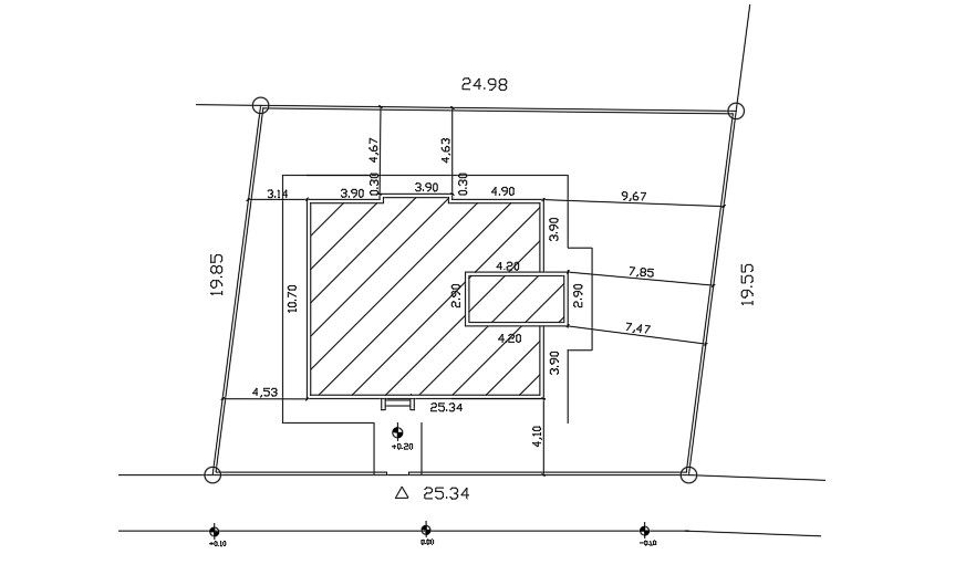 25x20 Meter 3 BHK House Site Plan DWG File