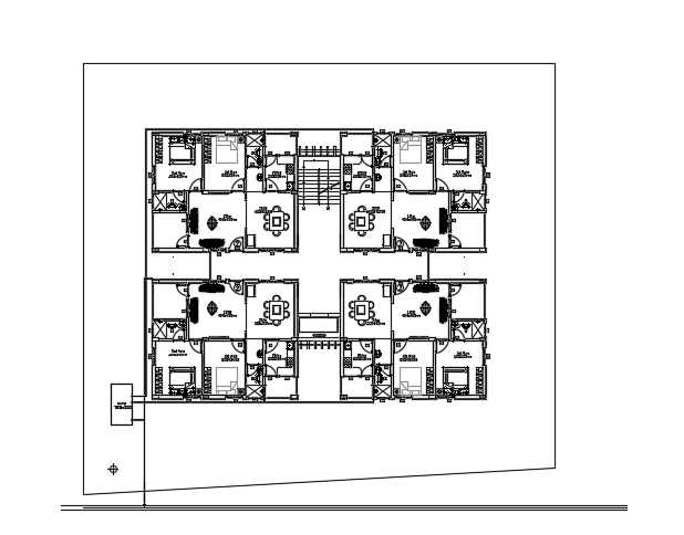 25x20m apartment house fifth floor plan 2d AutoCAD drawing is given in this file