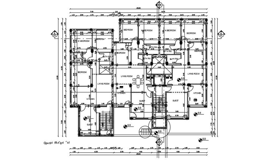 25x21meter house plan 2D AutoCAD drawing