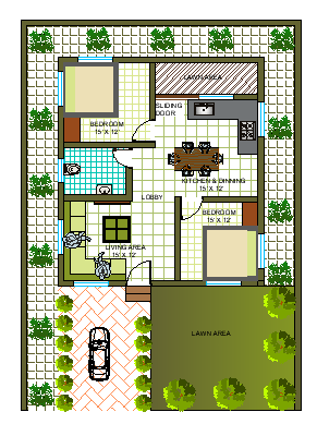 25' x 50' Sqft House Plan Drawing Download DWG CAD File.