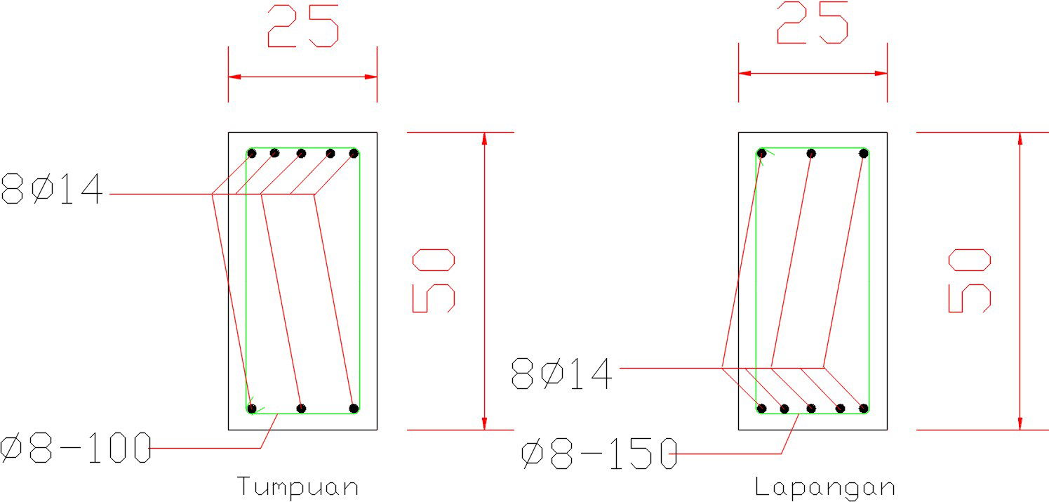 25x50cm theme park column cross section with reinforcing detail drawing is given