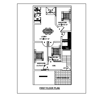 25’x52’ architecture first floor house plan 2D AutoCAD drawing