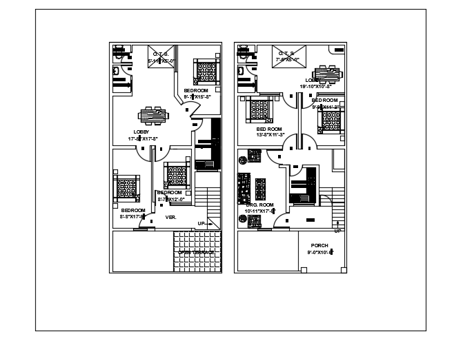 25’x52’ architecture house plan 2D AutoCAD drawing