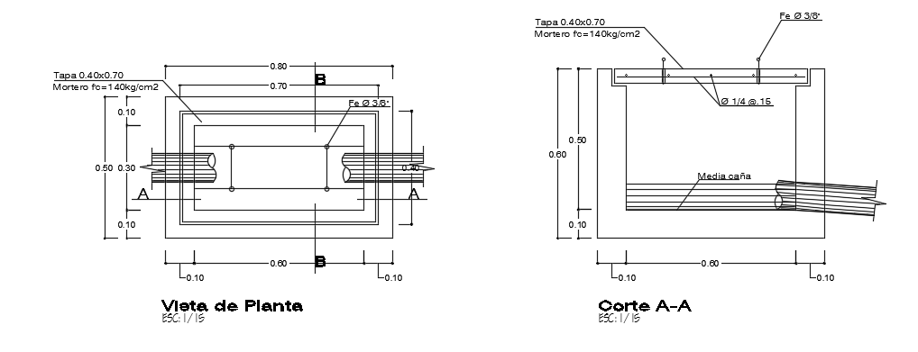 25x6m house building septic tank plan and section CAD drawing