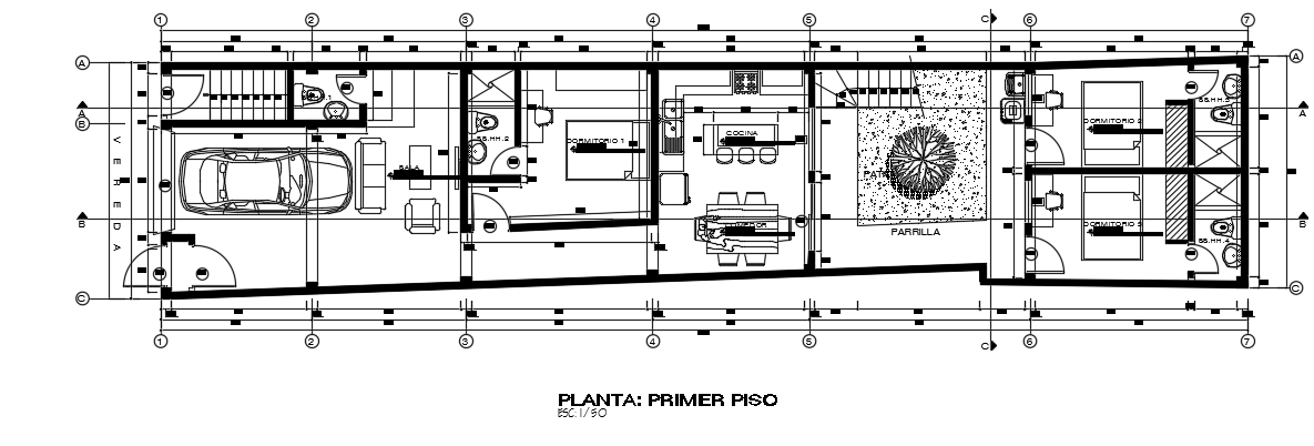 25x6m house plan first floor plan AutoCAD model is given in this file
