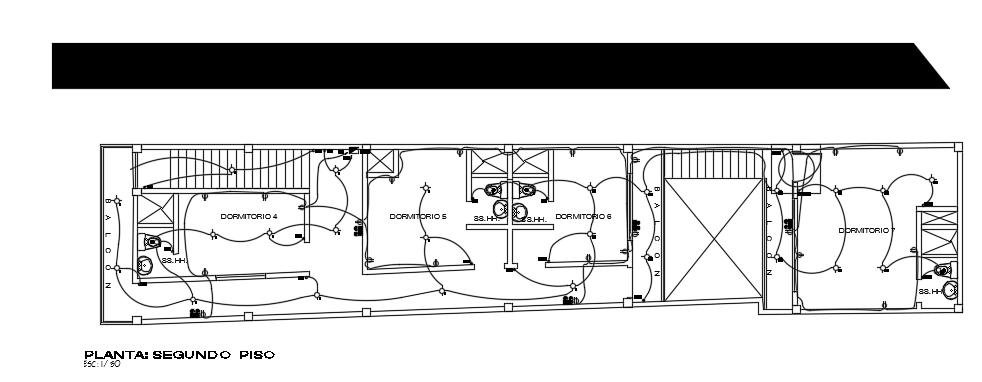 25x6m house plan second floor plan electrical layout AutoCAD model
