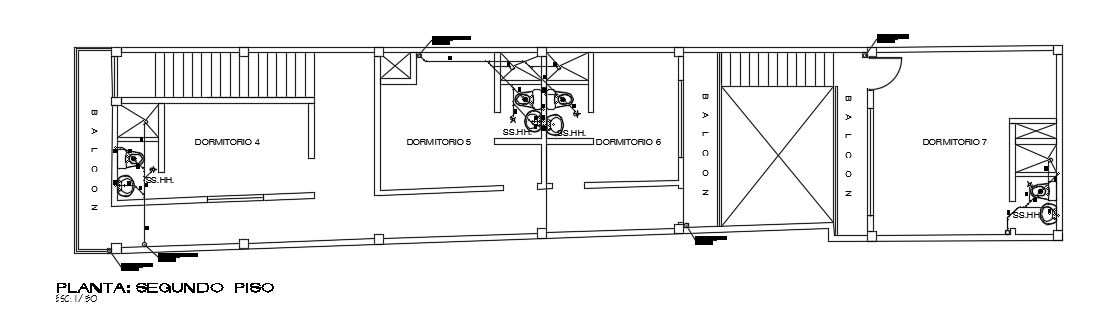 25x6m house plan second floor plan sanitary AutoCAD model