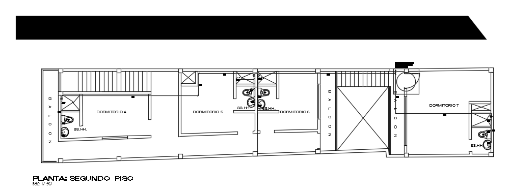 25x6m house plan second floor plan sanitary line AutoCAD model