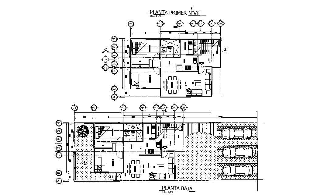 25x8m house plan is given in this 2D Autocad DWG drawing model. Download the Autocad file.