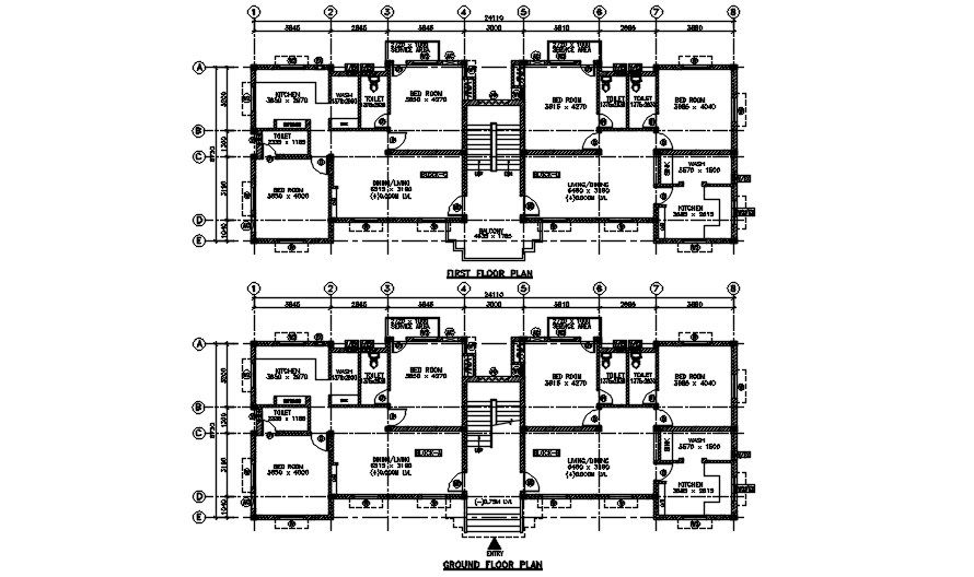 25x9m Ground and first floor plan of family quarters are given in this AutoCAD DWG drawing file.Download the Autocad DWG drawing file.