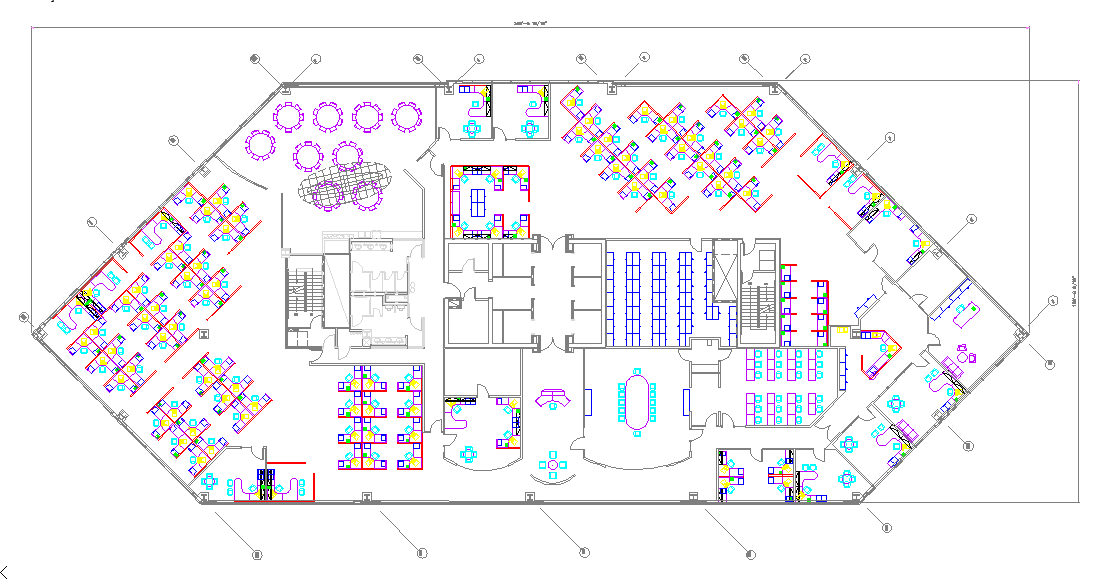 260’ x 109’ Office Ground Floor Plan Layout DWG File