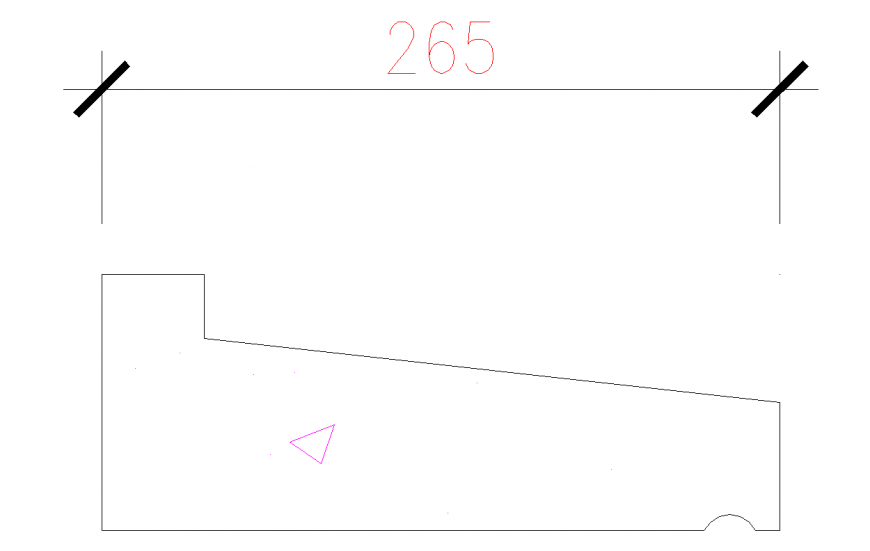 265 size concrete block view with width dwg file