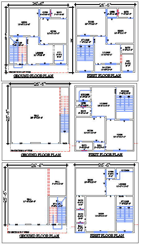 26.6×29 Two-Storey House Plan Design With AutoCAD DWG File