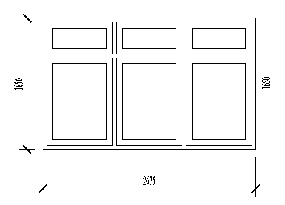 2675x1650mm window plan is given in this Autocad drawing file. Download now.