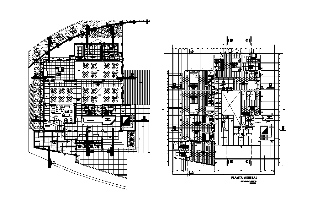 26X24 Meter Hotel And Restaurant Floor Plan AutoCAD Drawing DWG File