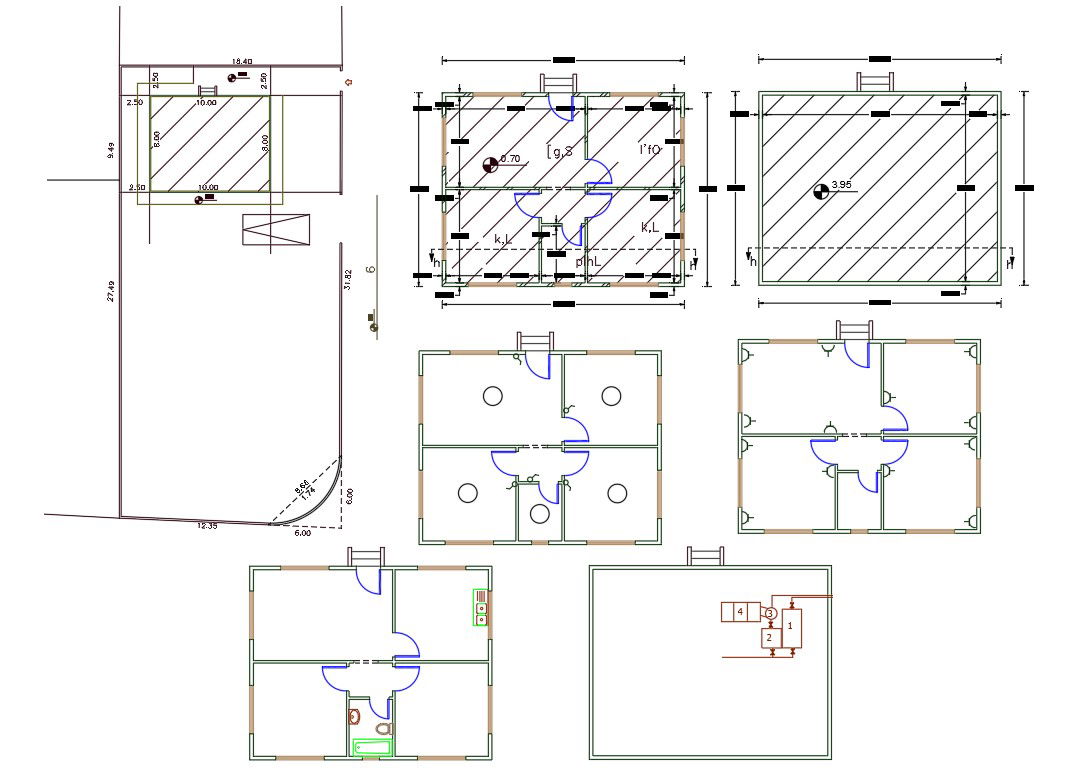 26' X 32' Plot Size For Small 2 BHK House Plan DWG File