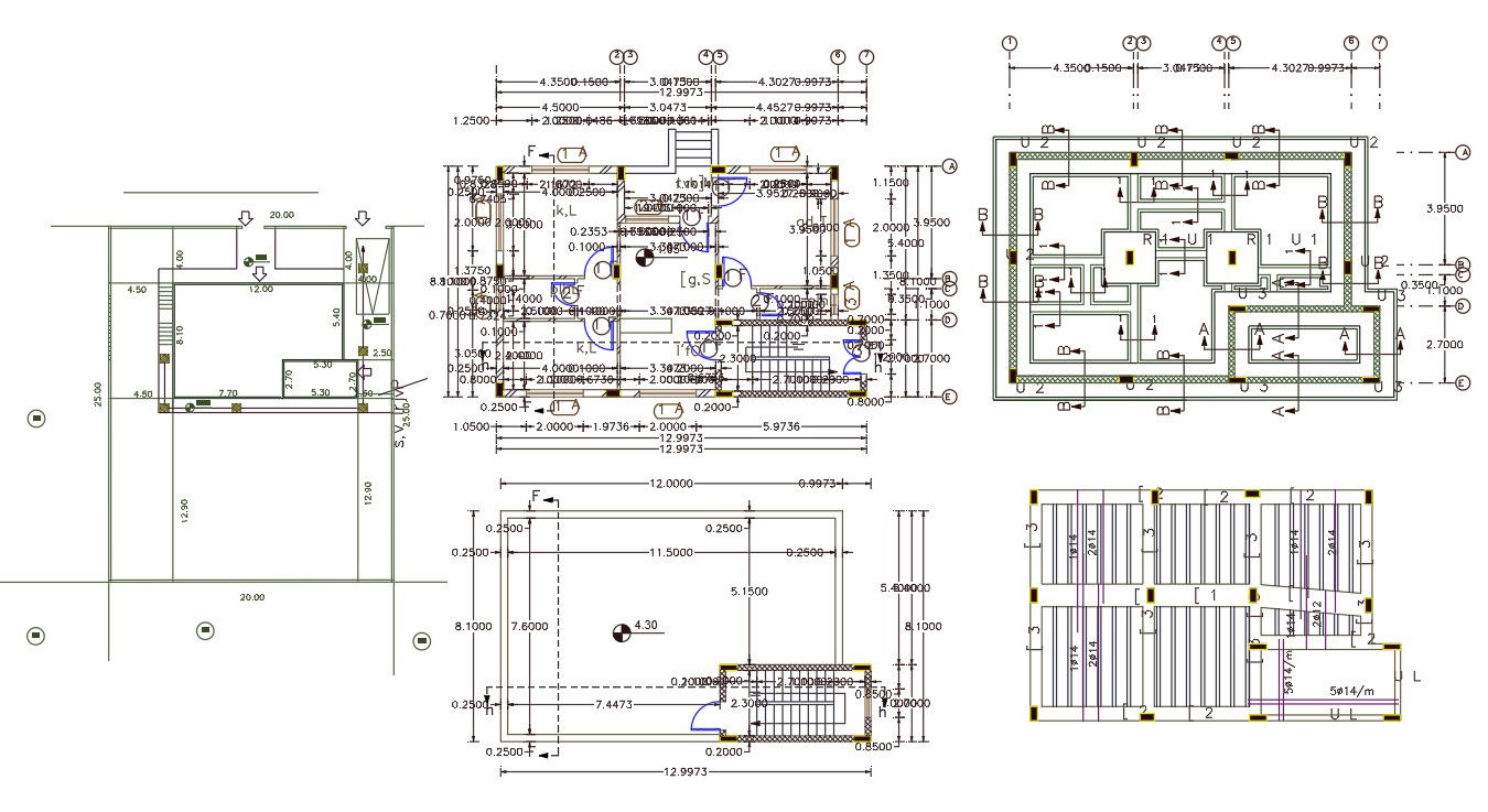 26' X 40' House Plan DWG File (115 Square Yards)