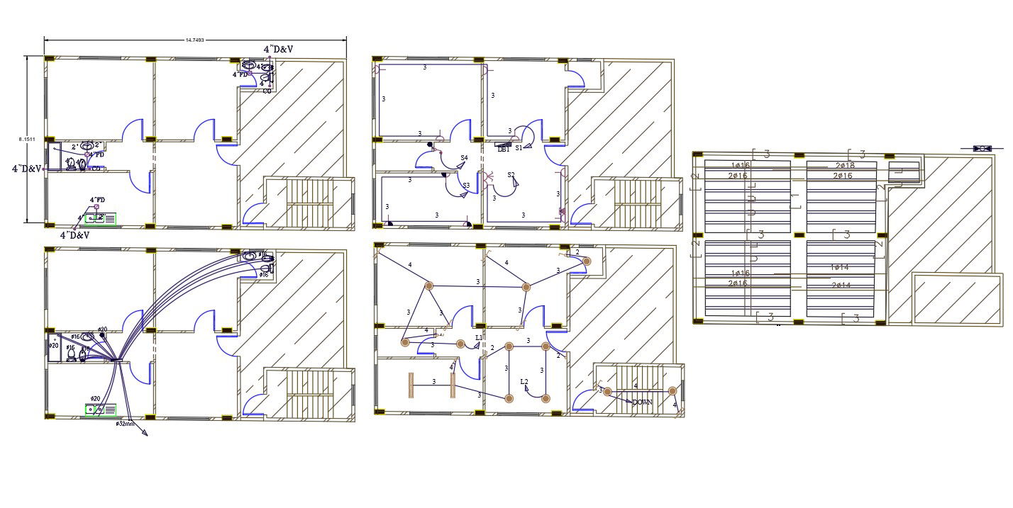 26' X 48' House House plumbing And Electrical Plan Design