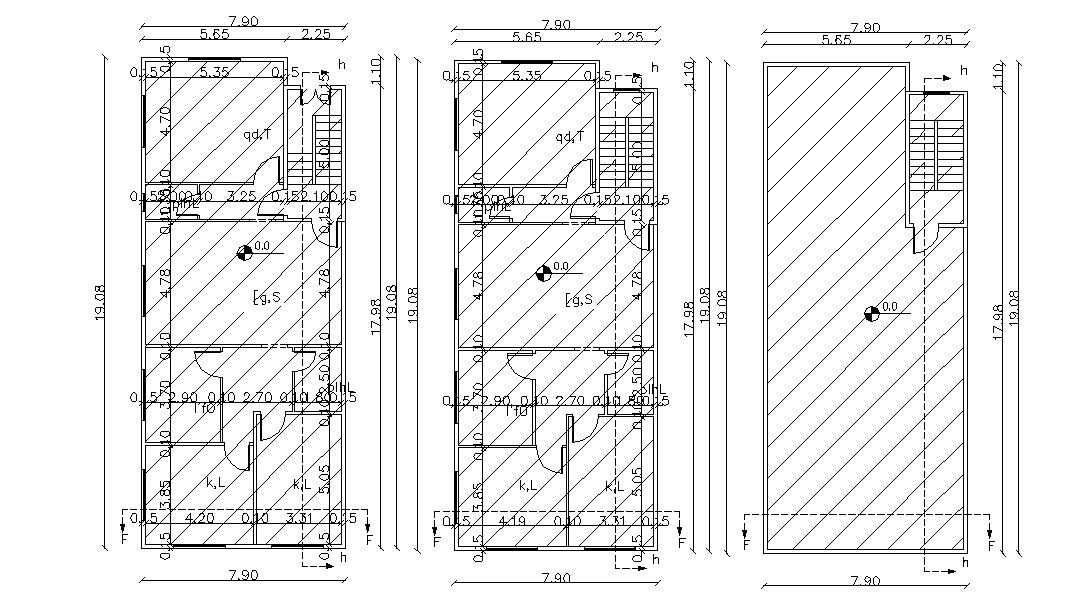 26' X 62' Two Storey House Plan DWG File