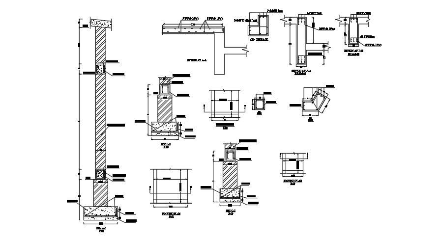 2’6” length of the footing section 2D drawing is given in this file