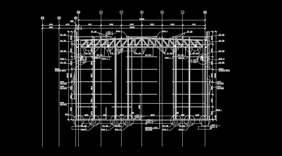 26m length of the industrial building column drawing download now