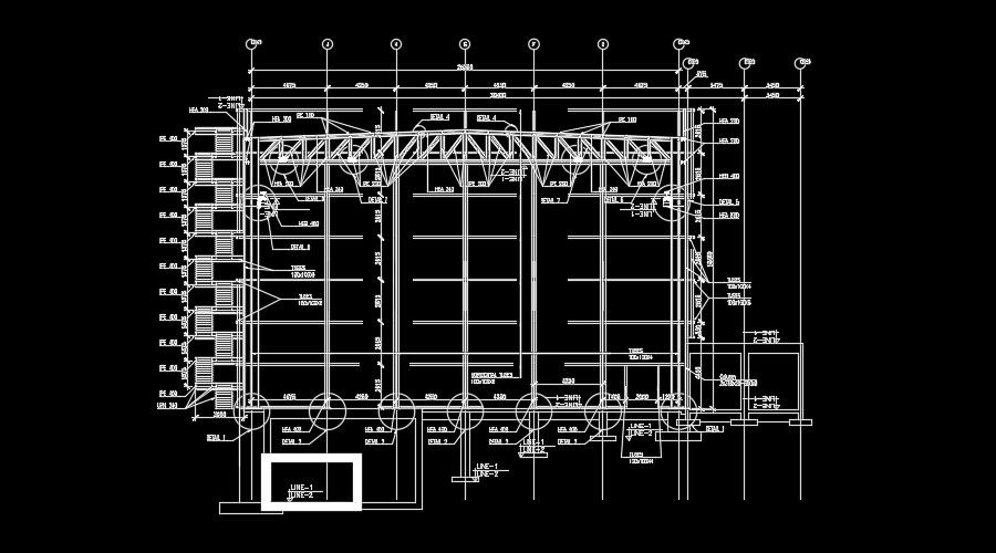 26m length of the industrial building structural drawing is given in this AutoCAD model