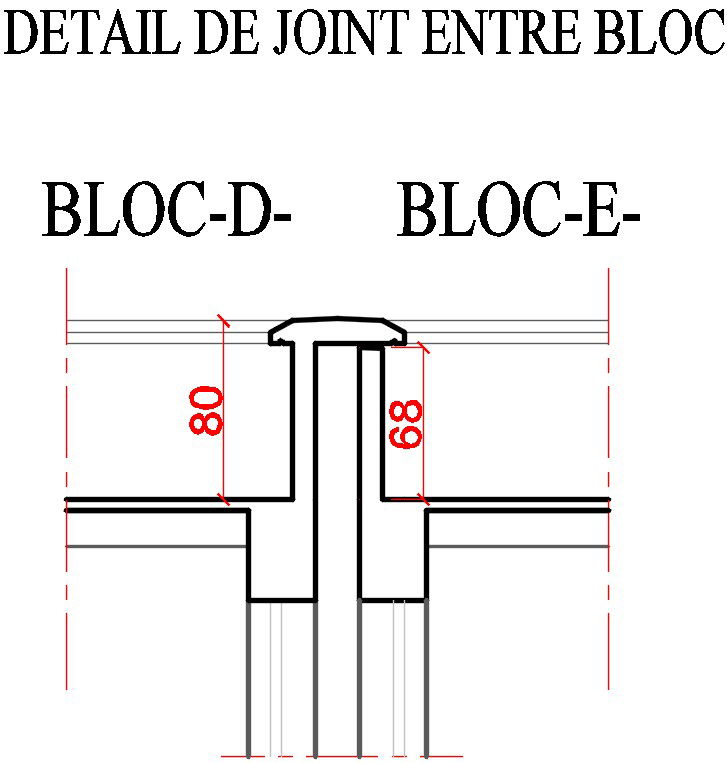 26x14m apartment building block D and block E joint detail drawing