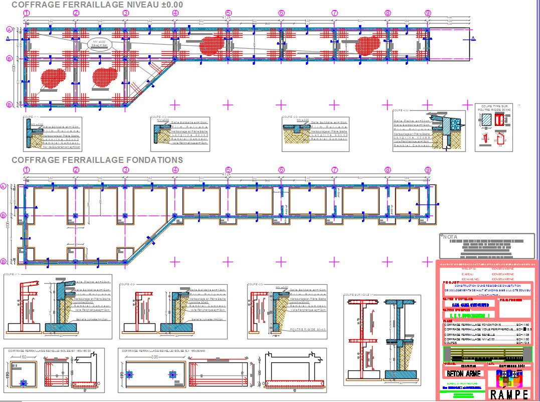 26x14m apartment building ramp foundation detail drawing