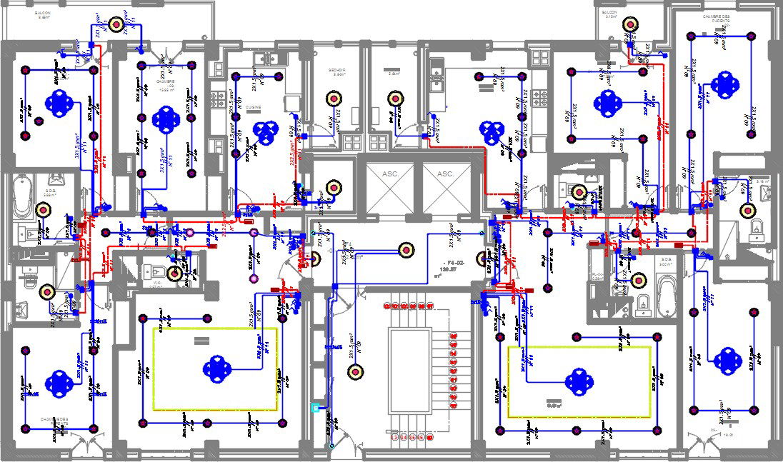26x14m apartment third floor plan electrical layout drawing