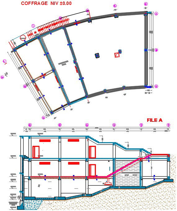 26x14m building formwork level and section