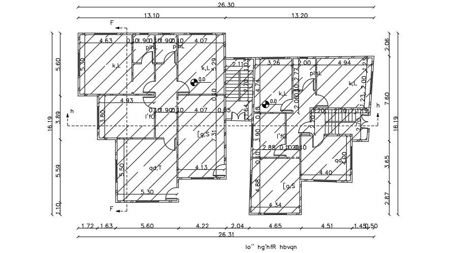 26x16 Meter House Plan AutoCAD Layout