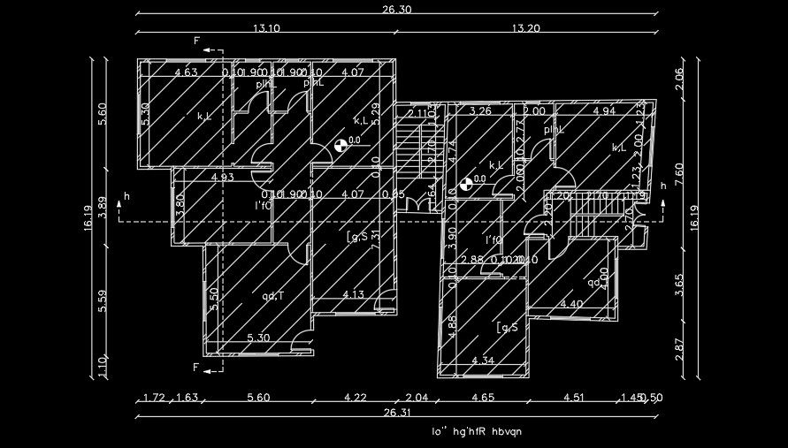26x16m architecture house plan AutoCAD drawing model is given
