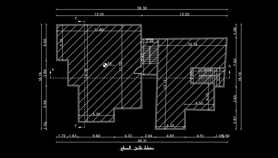 26x16m house plan roof layout AutoCAD drawing is given in this file
