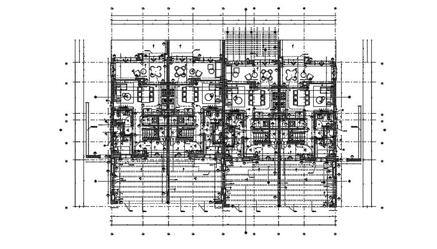26x19m ground floor row house wall layout drawing