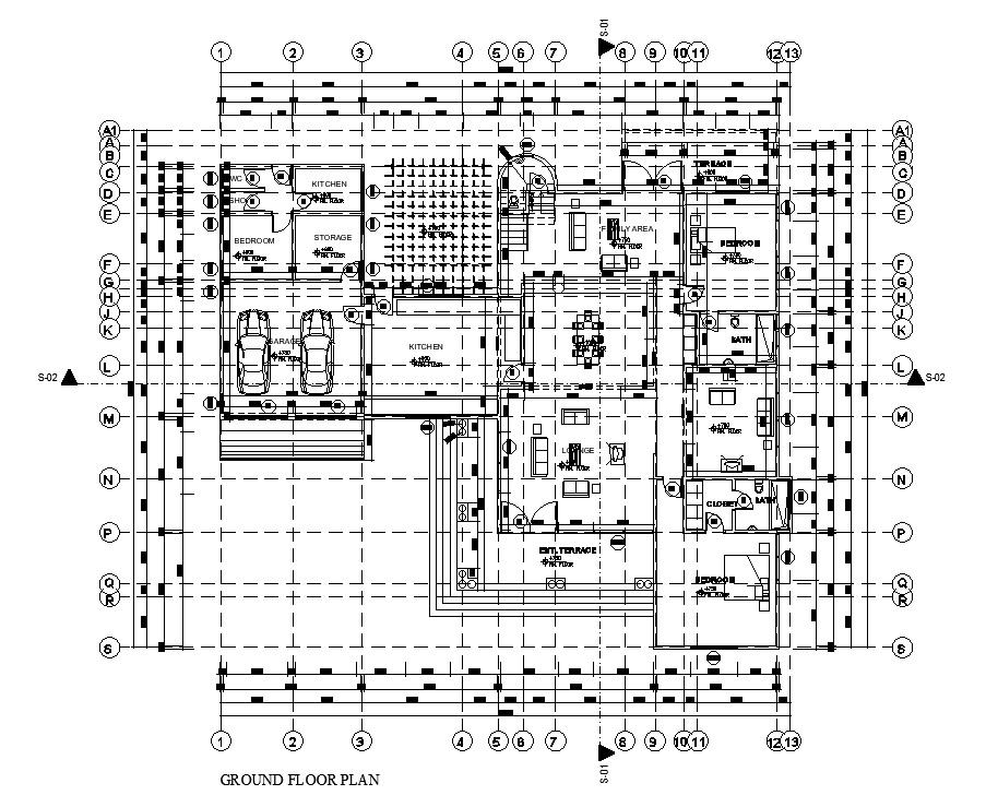 26x23m house plan is given in this Autocad drawing file. Download now.