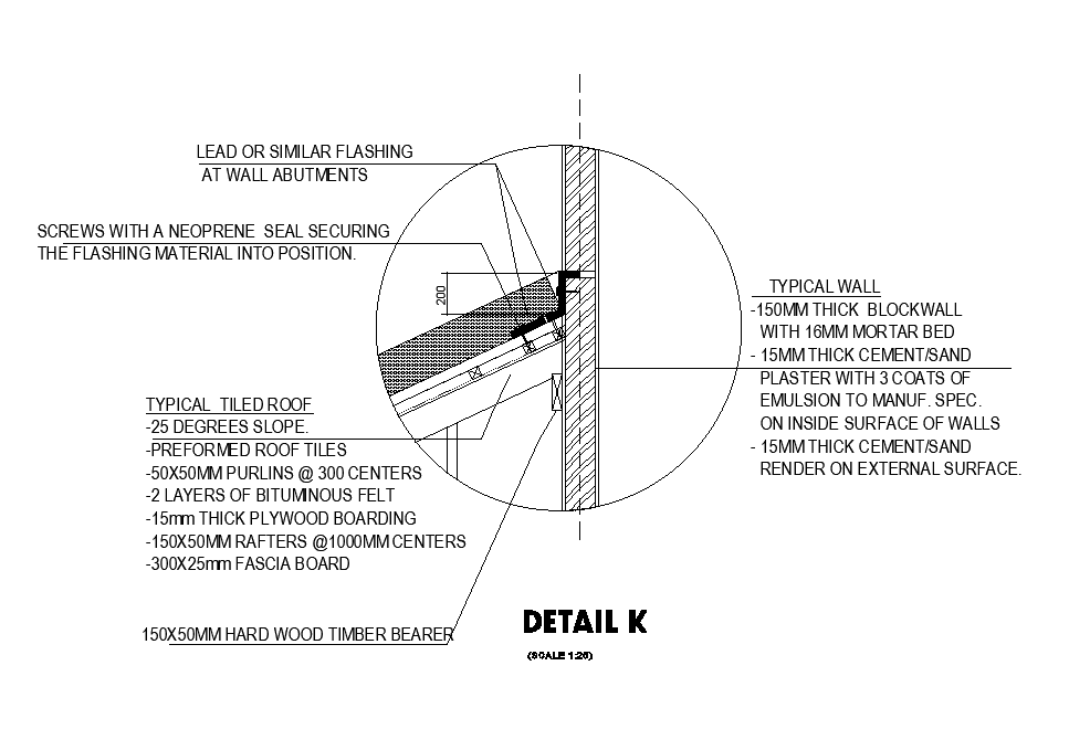 26x23m house plan of roof material detail is given in this Autocad drawing file. Download now.