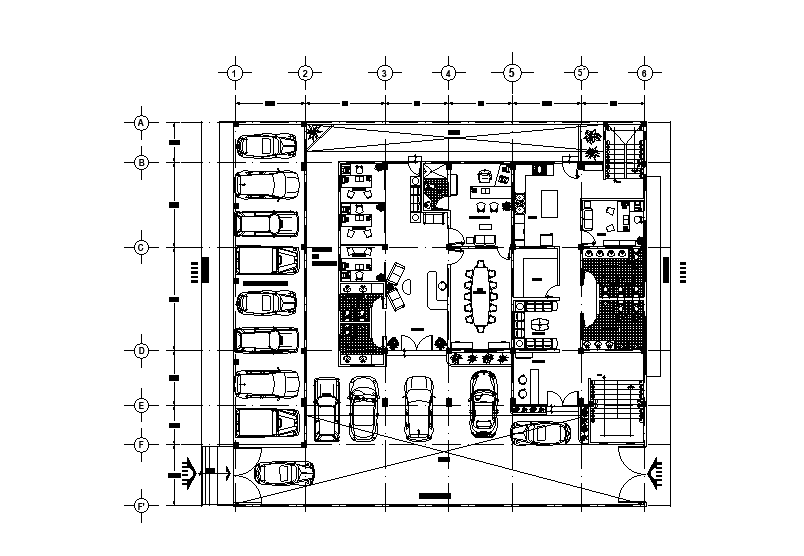 26x24m office plan is given in this Autocad drawing model. Download now.