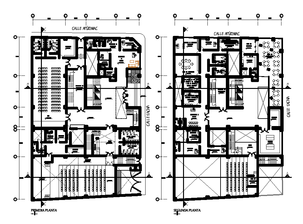 26x41m first & second floor office plan has been given in this Autocad drawing file. Download now.