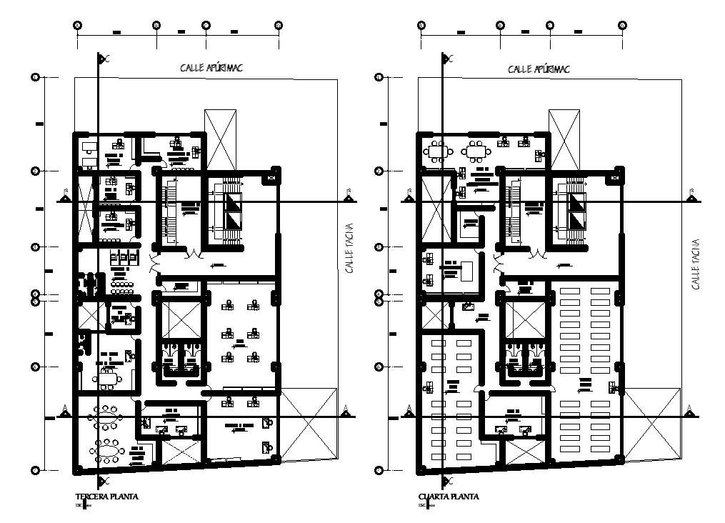 26x41m third & fourth floor office plan has been given in this Autocad drawing file. Download the file.