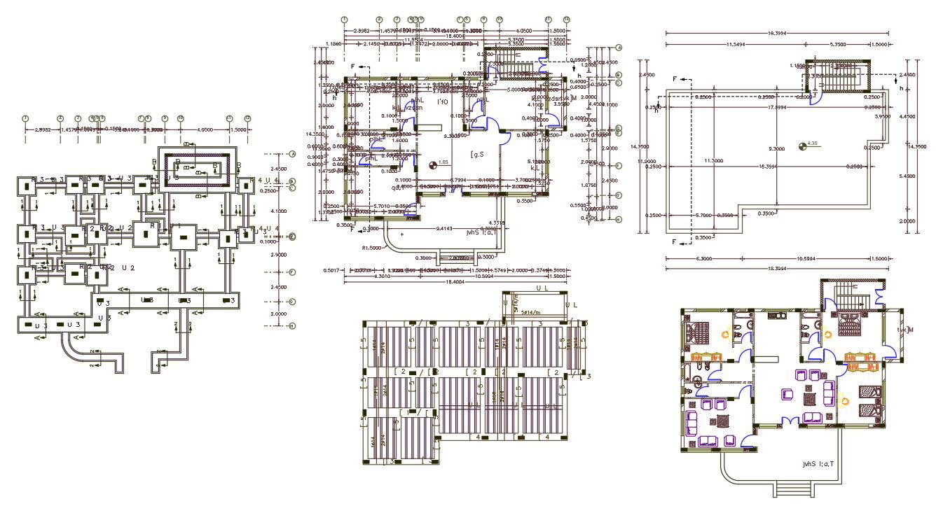 2700 Square Feet House Furniture Plan AutoCAD File