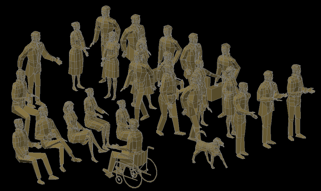 3D People CAD Drawing with Human Figures for Architectural Layout