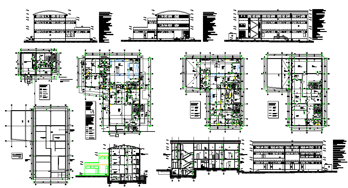 Residential Building Floor Plan and Elevation AutoCAD Drawing