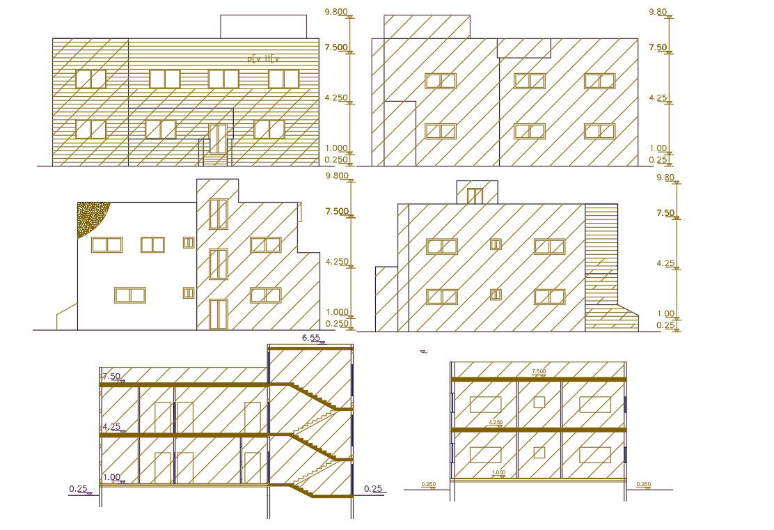 275 Square Yards House Building Design DWG File