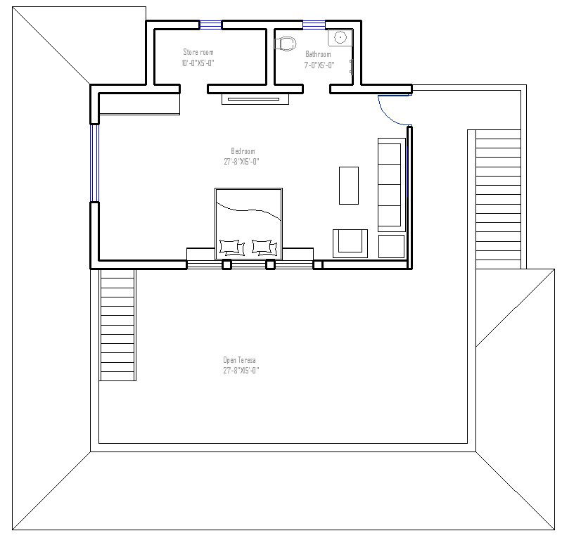 27ft X 15ft Bedroom Layout Design CAD File