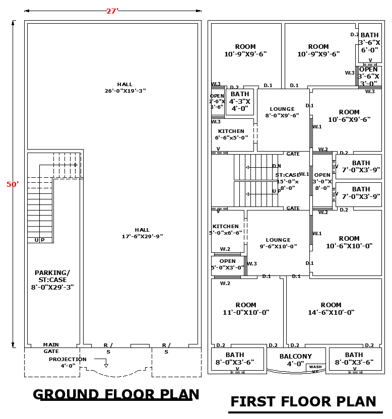 27x50 Grand Residence House Plan AutoCAD DWG File Layout Design