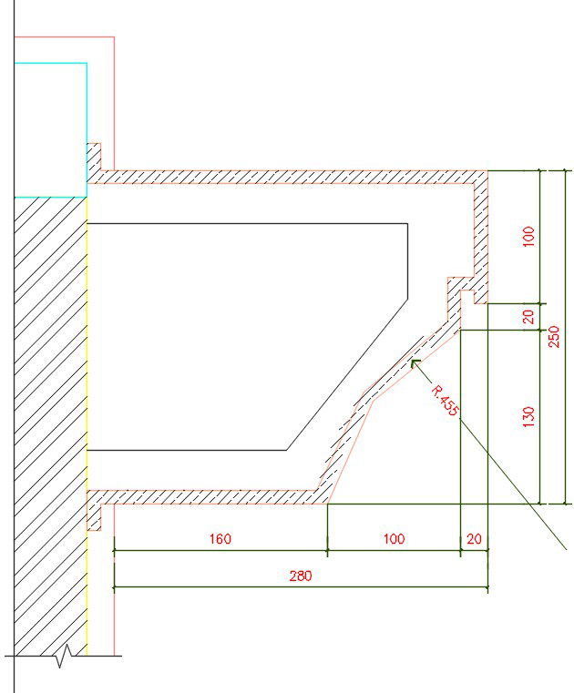280x250cm GRC profile detail drawing is given in this file