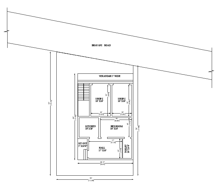 28'3"X 44' Awesome East facing single bhk single storey house plan with 2 shops is available in this DWG CAD file. Download Autocad DWG and PDF file format of this house plan drawing.