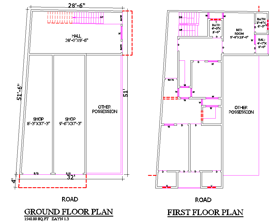 28 6 22x51 Commercial and Residential Building CAD Plan